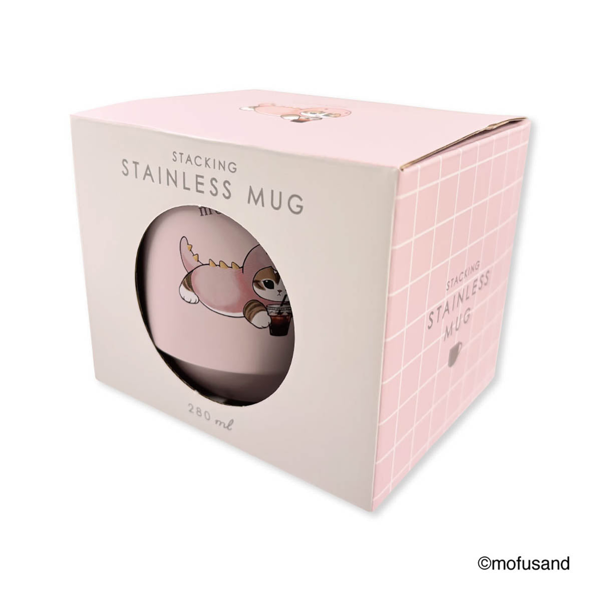 mofusand Stacking Stainless Mug with Lid (Dinosaur Meow)