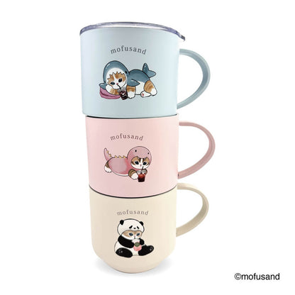mofusand Stacking Stainless Mug with Lid (Panda Meow)