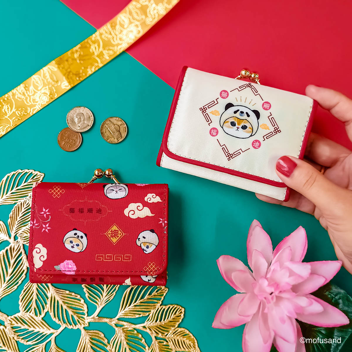 mofusand Mini Wallet - Panda Meow (Ivory)