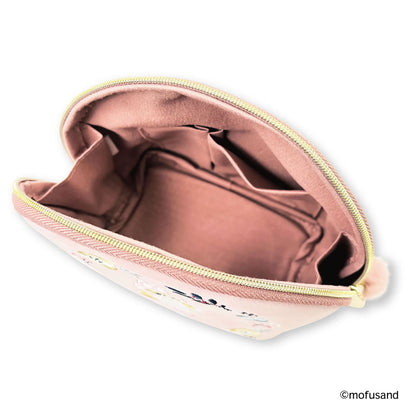 mofusand 圆形收纳包 Botanical（粉色·兔猫）