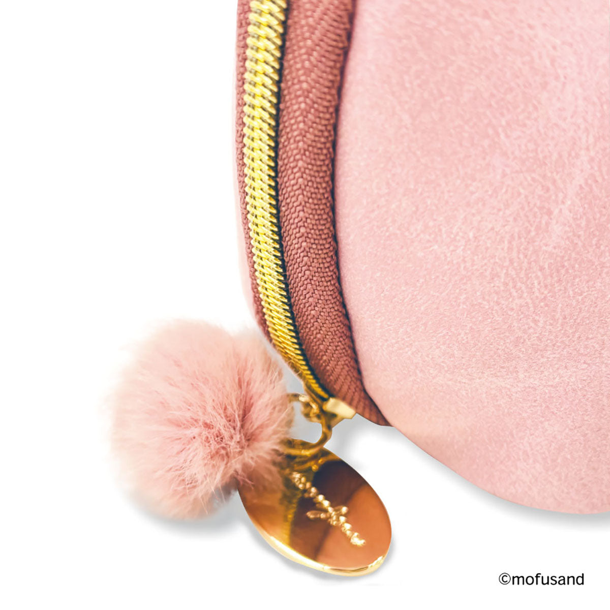 mofusand 圆形收纳包 Botanical（粉色·兔猫）