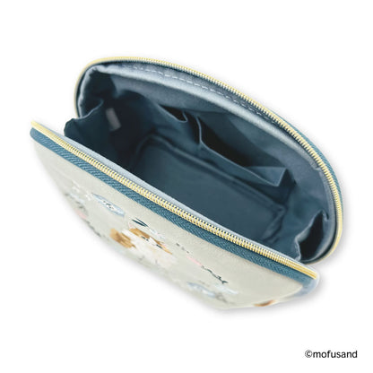 mofusand 라운드 파우치 보타니컬 (블루 · 롱헤어냥)