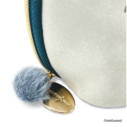 mofusand 라운드 파우치 보타니컬 (블루 · 롱헤어냥)