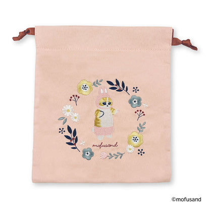 mofusand 束口袋 Botanical（粉色·兔猫）