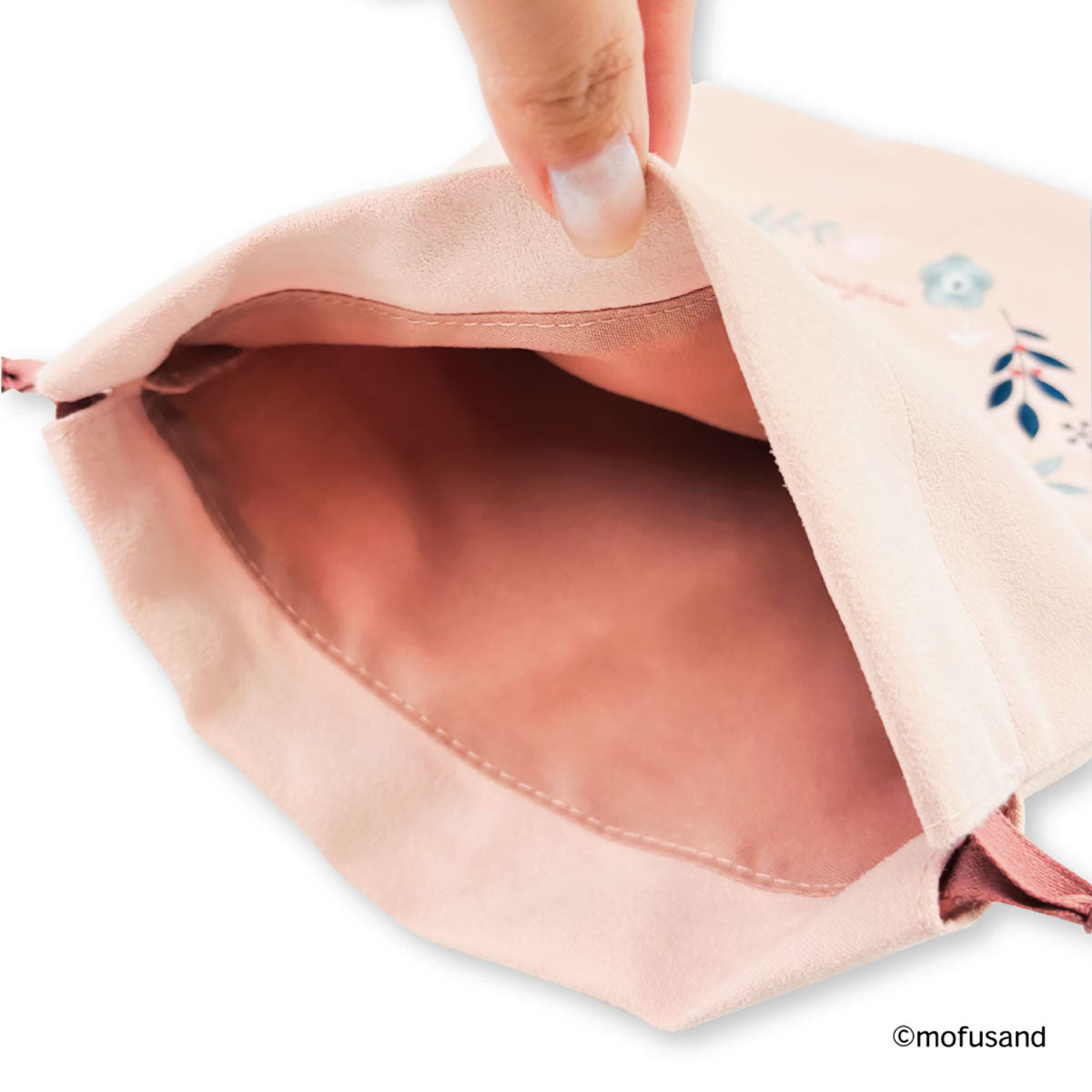 mofusand 束口袋 Botanical（粉色·兔猫）