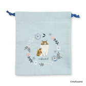 mofusand 束口袋 Botanical（蓝色·长毛猫）