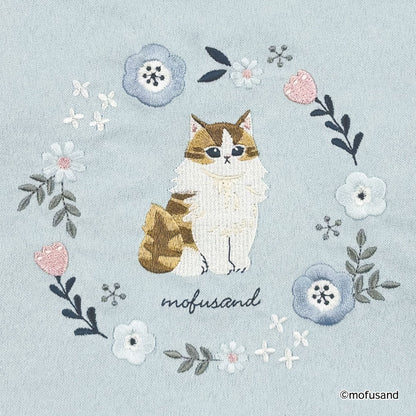 mofusand 복주머니 파우치 보타니컬 (블루 · 롱헤어냥)