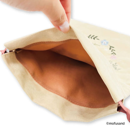 mofusand 巾着 ボタニカル(ベージュ・りすにゃん)