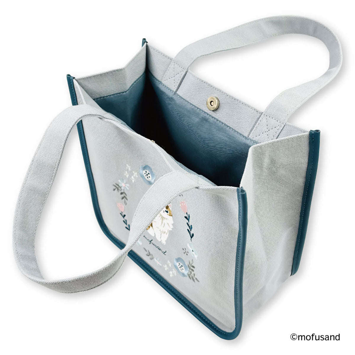 mofusand 토트백 보타니컬 (블루 · 롱헤어냥)