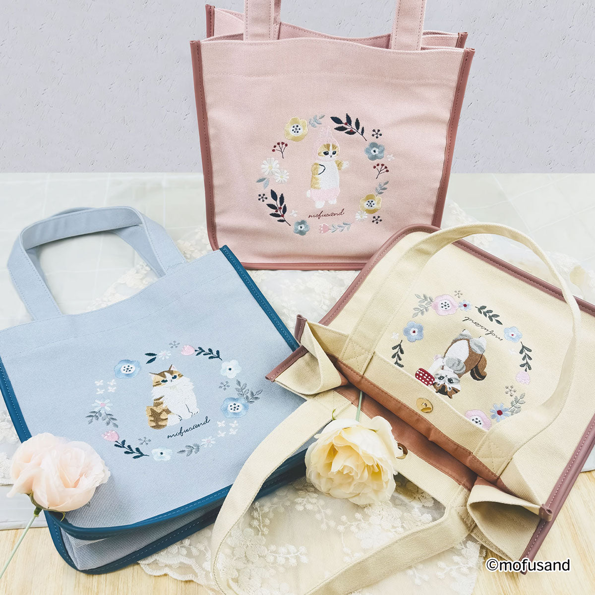 mofusand トートバッグ ボタニカル(ブルー・ロングヘアーにゃん