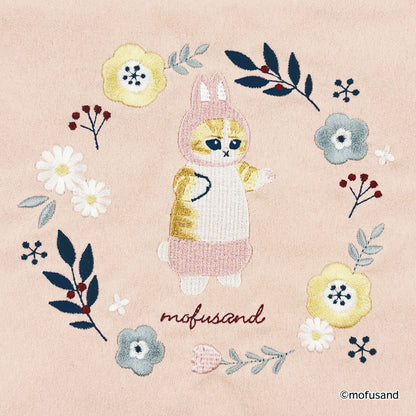 mofusand Embroidered Eco Bag Botanical (Pink · Bunny Meow)