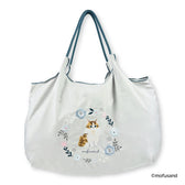 mofusand Embroidered Eco Bag Botanical (Blue · Long-haired Meow)