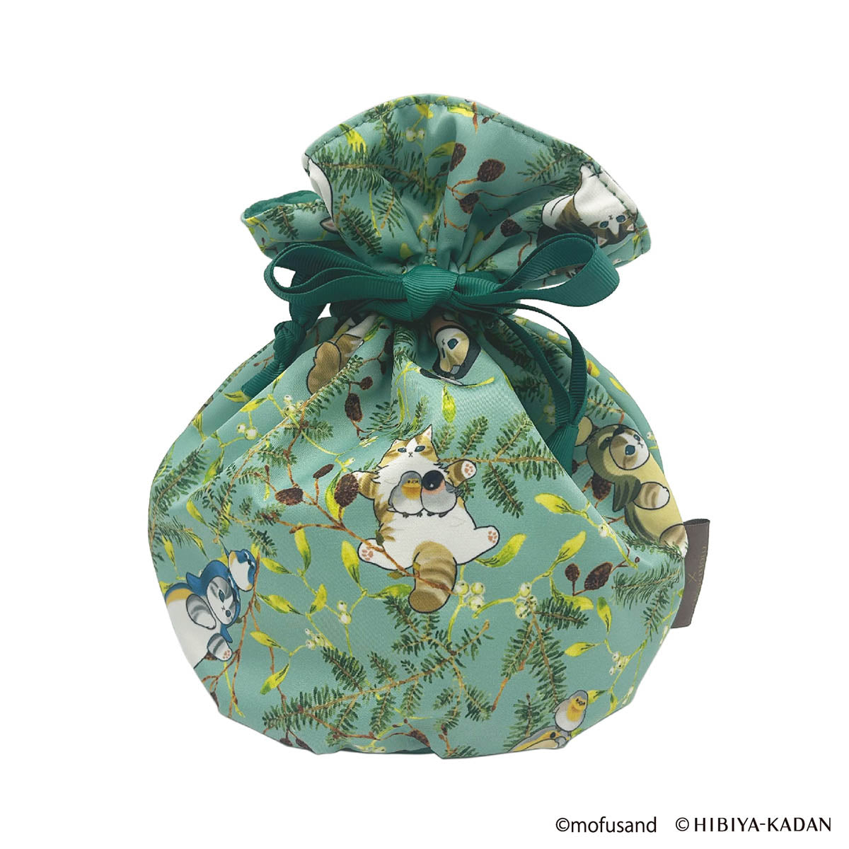 mofusand × HIBIYA-KADAN Drawstring Pouch (Green)