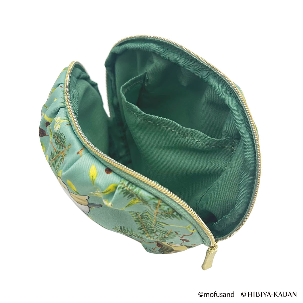 mofusand × HIBIYA-KADAN Round Pouch (Green)