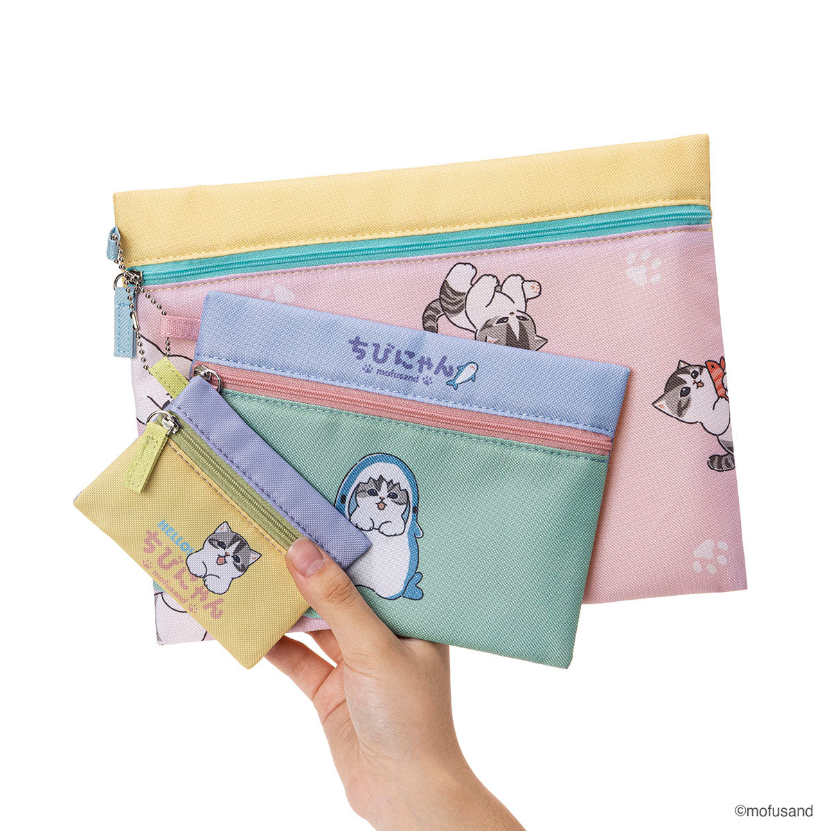mofusand 3連ポーチ ちびにゃん