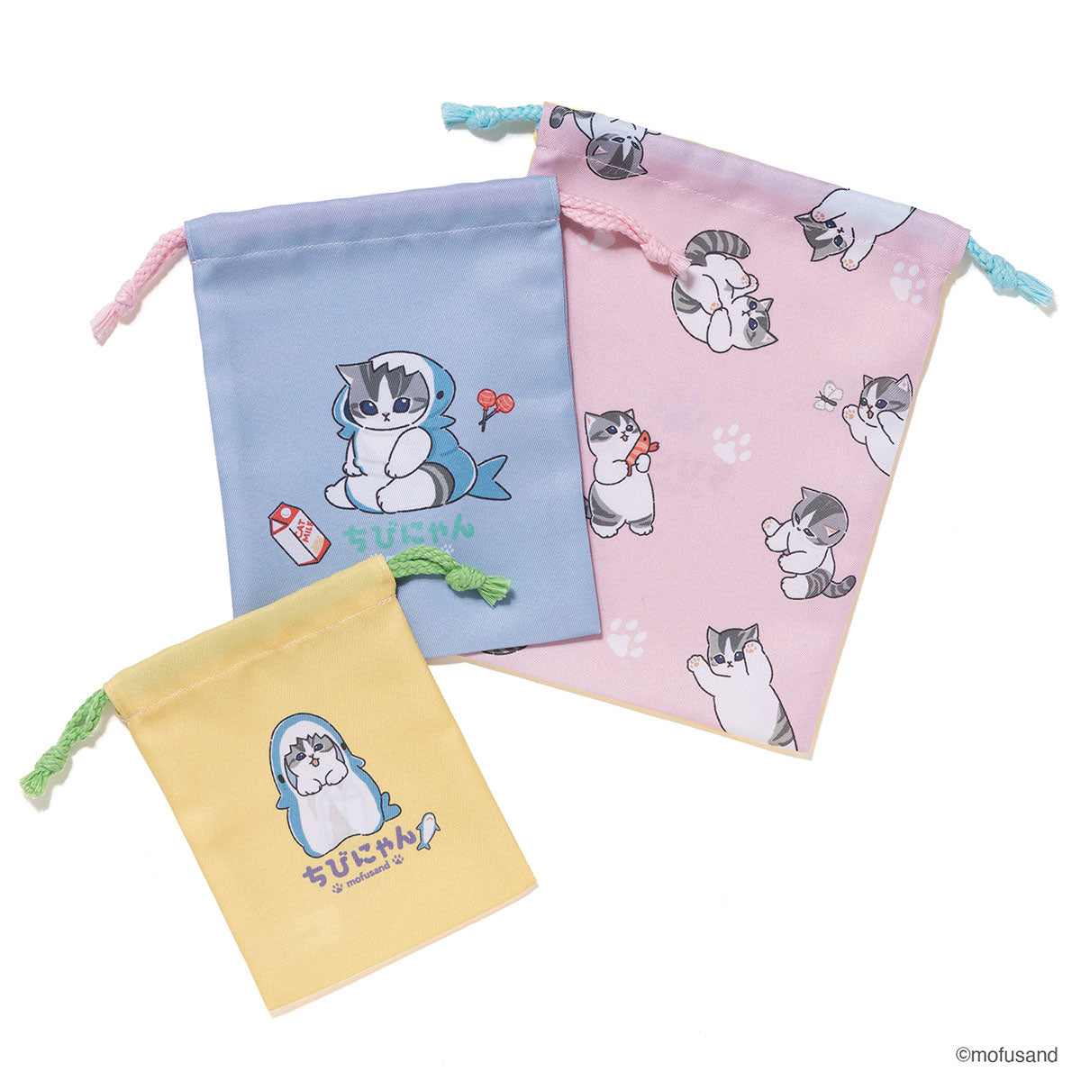 mofusand 3P巾着 ちびにゃん | mofusandもふもふマーケット