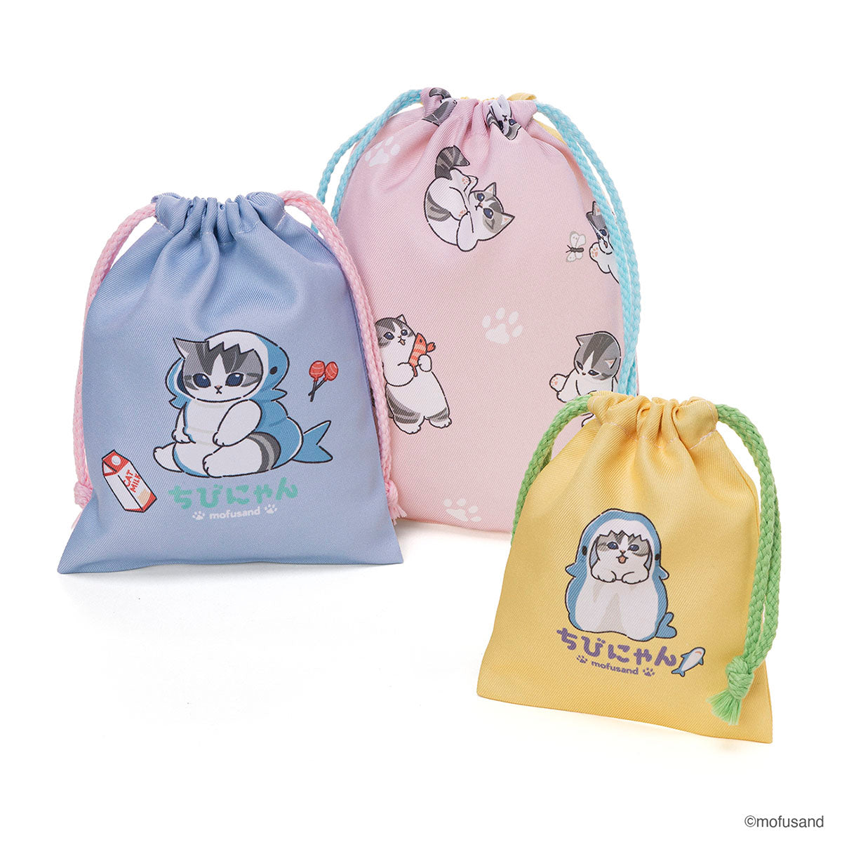 mofusand 3P巾着 ちびにゃん | mofusandもふもふマーケット
