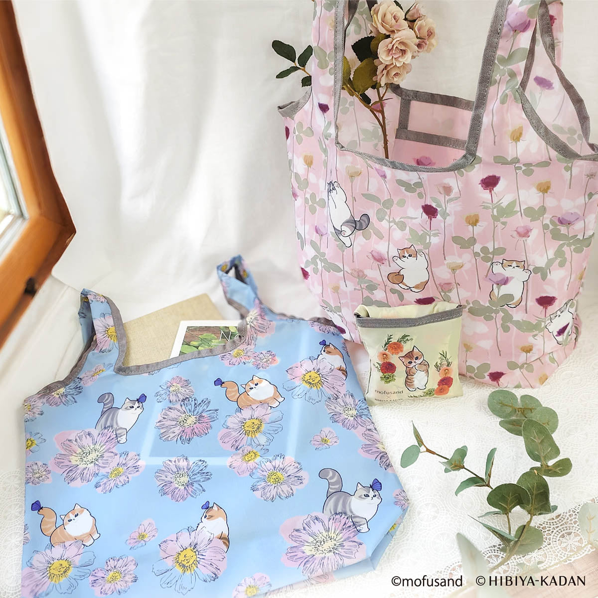 mofusand × HIBIYA-KADAN Pocket-in Eco Bag (Rose)