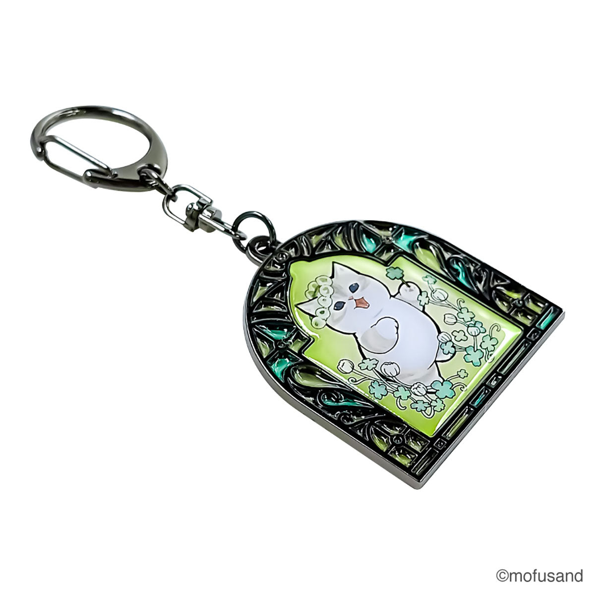 アメショにゃんこ ⭐️トッズ　パンプス　パテントレザー　クリスタル装飾 mofusand ステンドグラス風キーホルダー(グリーン) | mofusandもふもふ