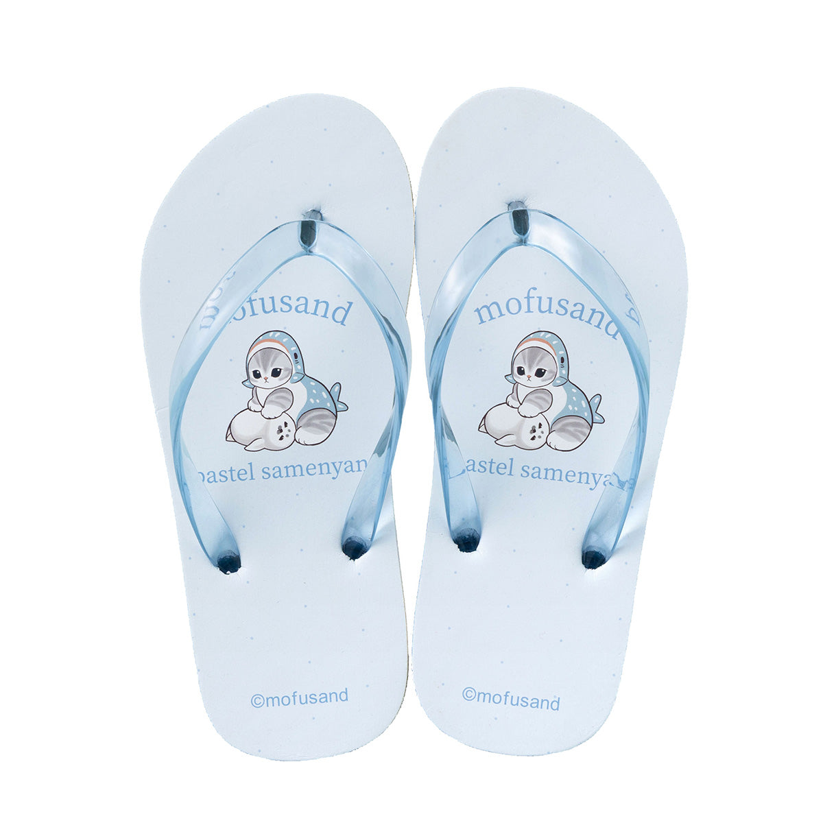 mofusand 人字拖（粉彩鲨鱼猫・浅蓝）