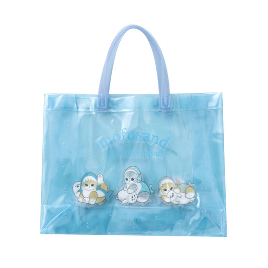 mofusand Clear PVC Tote (Pastel Shark Meow・Blue)
