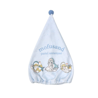 mofusand 毛巾帽（粉彩鯊魚貓・淺藍）