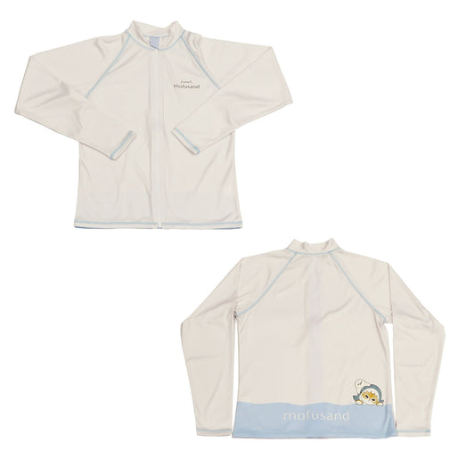 mofusand Girls Rash Guard Large Size (Pastel Shark Meow・Ivory)