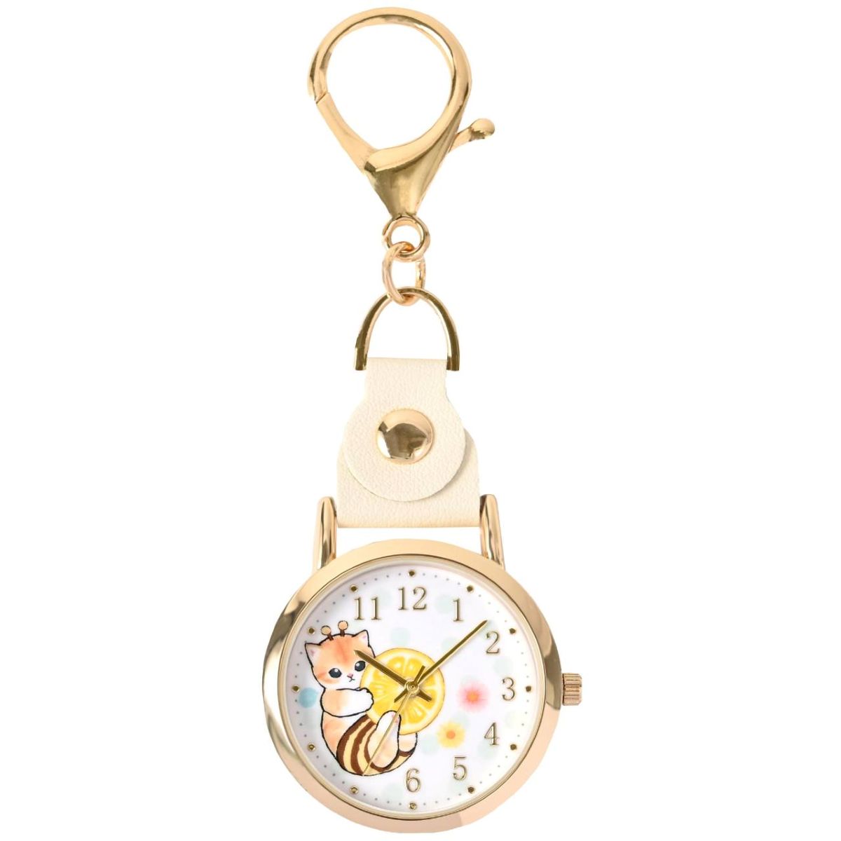 mofusand 수채화 도트 키체인 시계 (꿀벌냥)