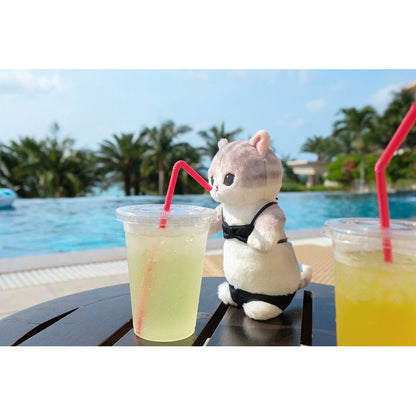 mofusand ぽてぽて水着にゃんこ ぬいぐるみ(黒)