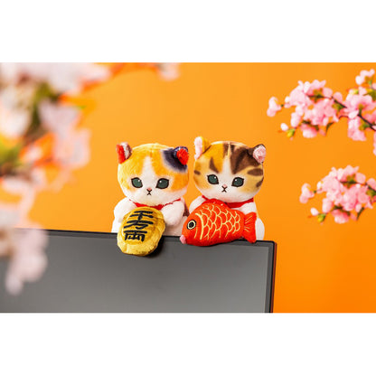 mofusand にゃんこが見守るデスクトップひっかけぬいぐるみ(招福小判)