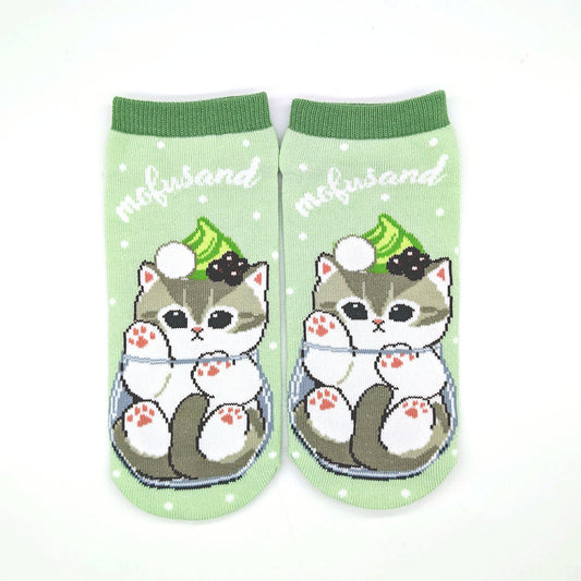 mofusand Front Socks (Matcha Parfait)
