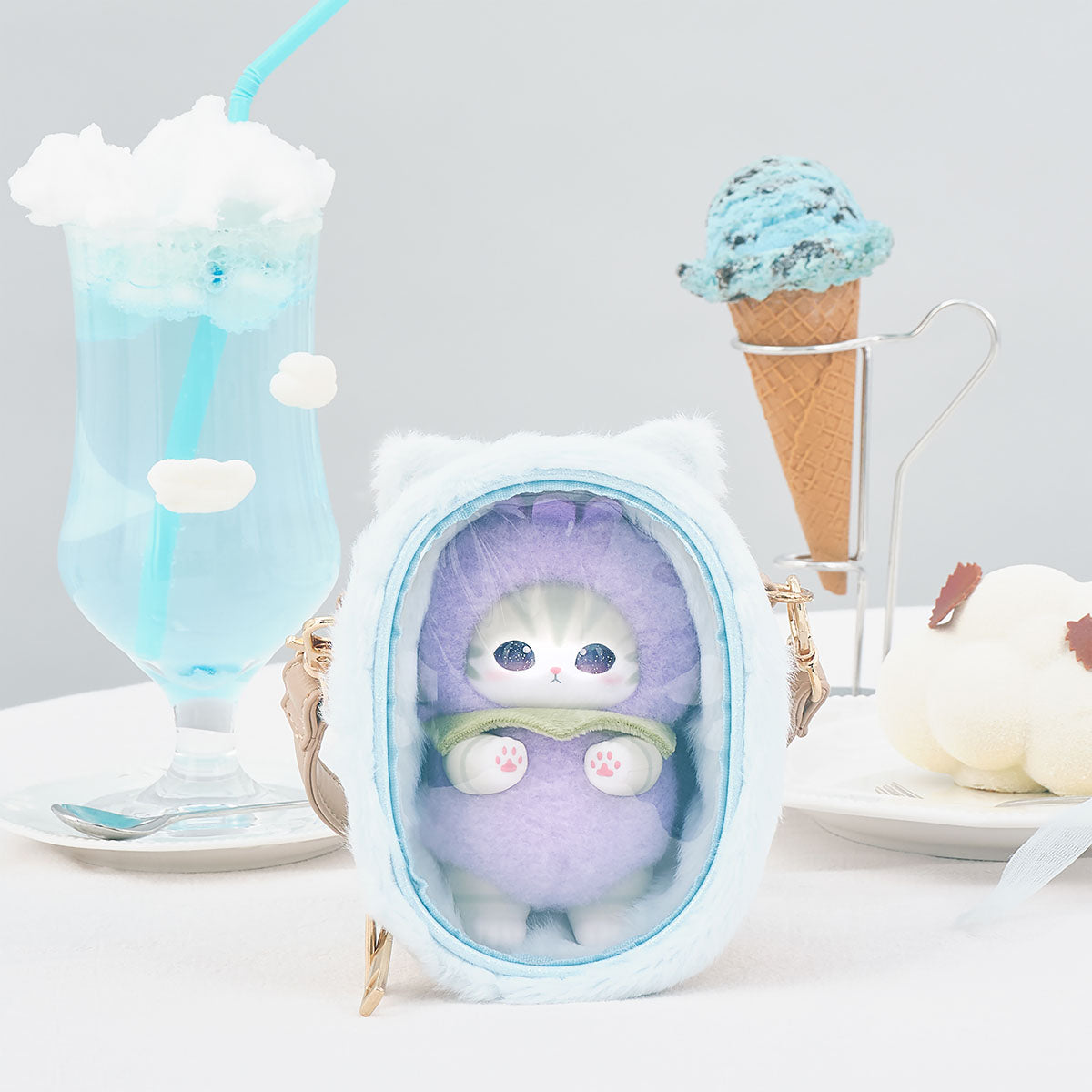 Kiramekko Mini cat house pouch (light blue)
