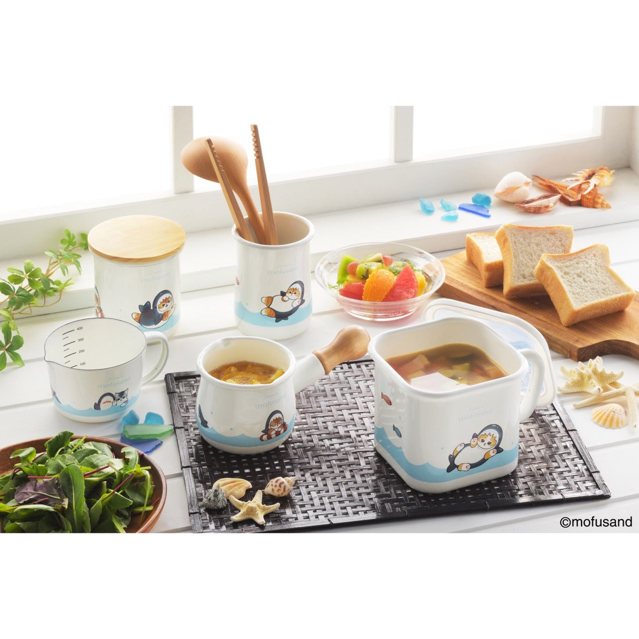 mofusand Enamel multi square pot (Shark Meow) | mofusand
