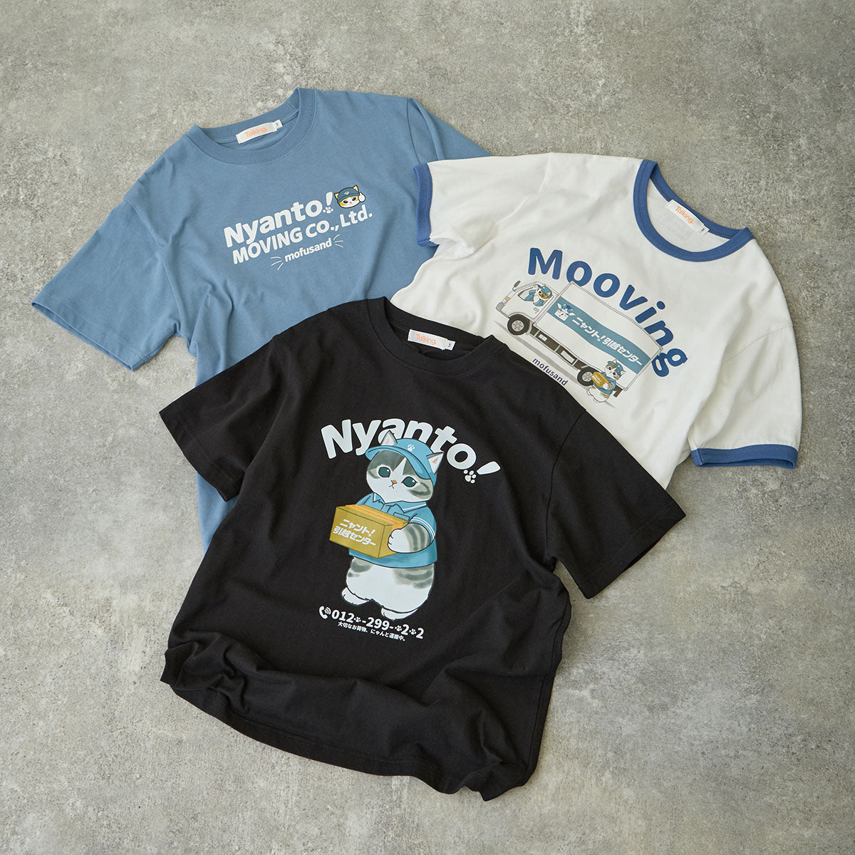 mofusand Nyanto! Moving Service T-Shirt Staff Blue