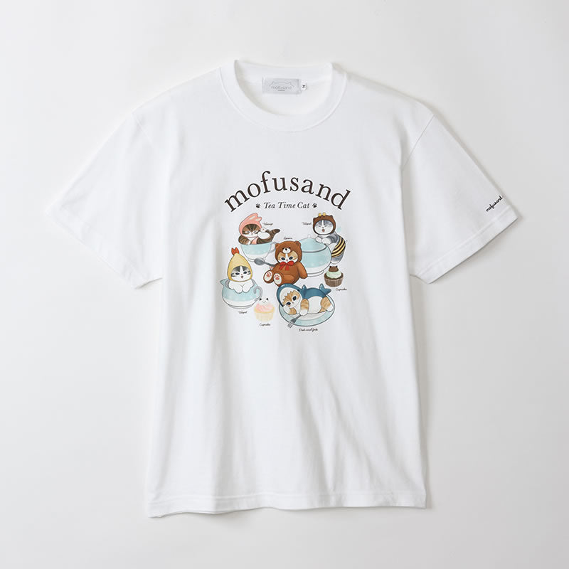 mofusand展 Tシャツ Tea Time Cat ホワイト