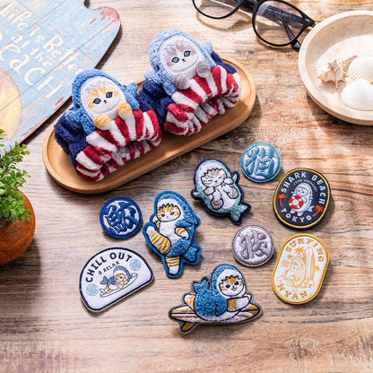mofusand BOARD SHARK! 사가라 자수 와펜 배지 세트 (고양이)