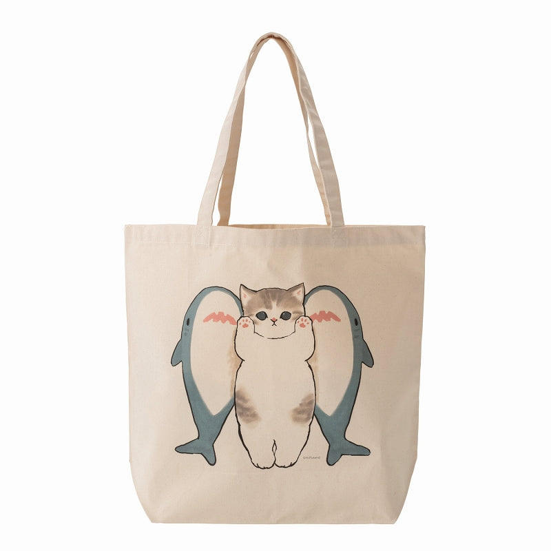 mofusand Large tote bag (shark sandwiched)