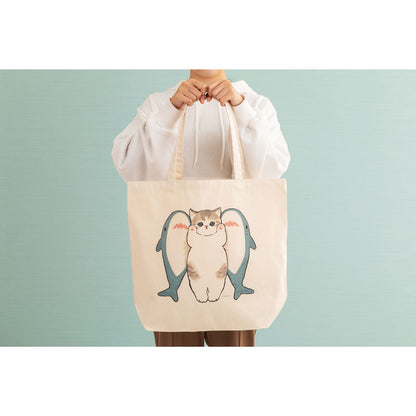 mofusand Large tote bag (shark sandwiched)