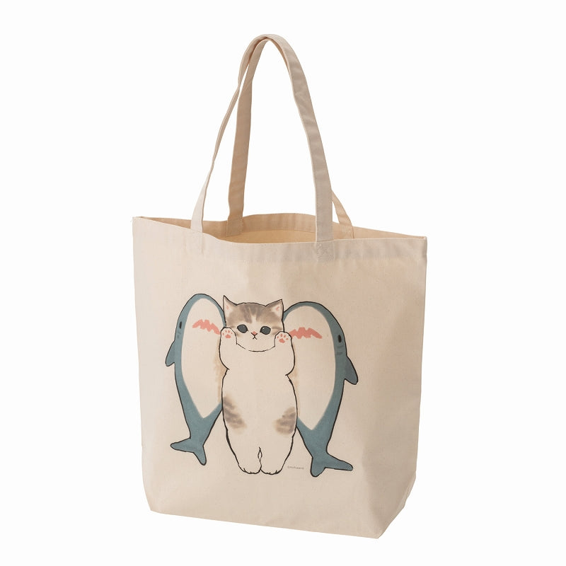 mofusand Large tote bag (shark sandwiched)