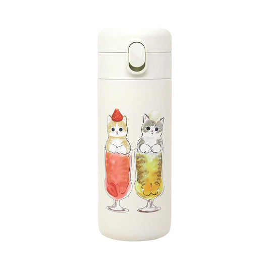 mofusand Stainless steel one push bottle 350ml (cat parfait)