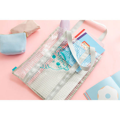 mofusand 透明晶格乙烯基手提袋