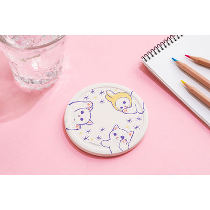 mofusand Mino ware water absorption coaster (white cat)