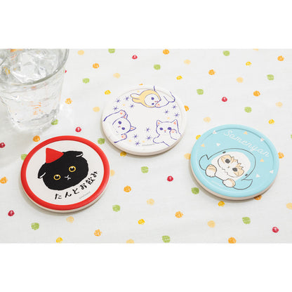 mofusand Mino ware water absorption coaster (white cat)