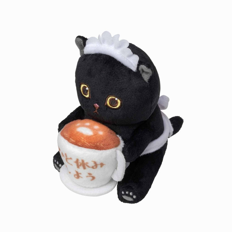 mofusand にゃんこが見守るデスクトップひっかけぬいぐるみ(メイド黒