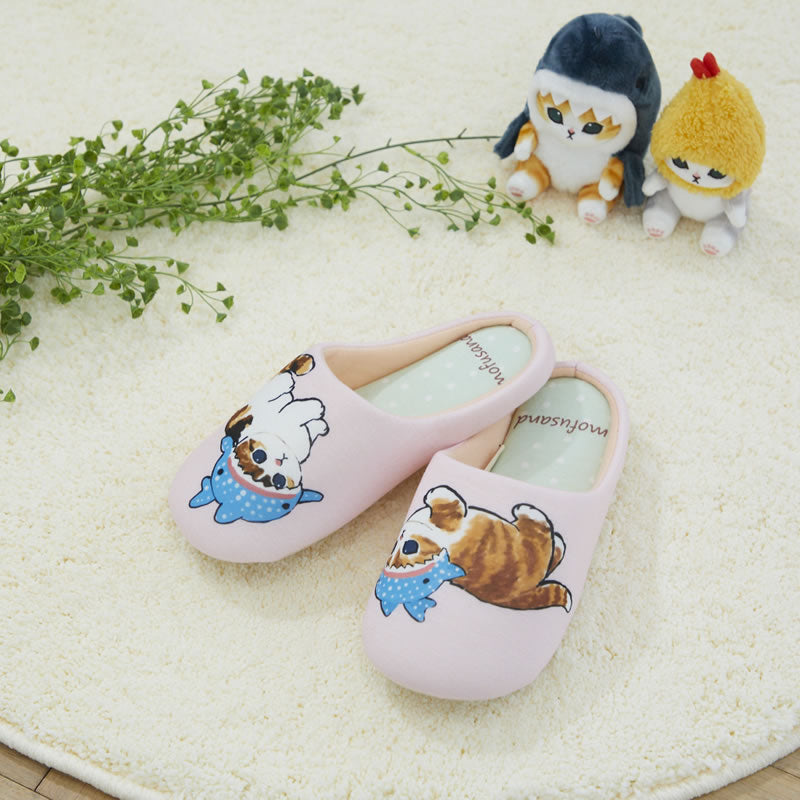 専用mofusandモフサンド　ルームシューズ　ファームにゃん2足セット3／8迄 mofusand サメにゃん ドットルームシューズ PI | mofusandもふもふ
