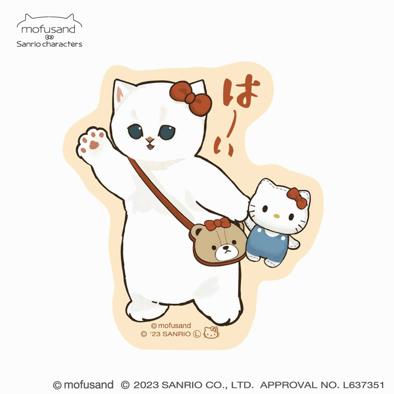 mofusand×サンリオキャラクターズ スマホに貼れるサイズのクリアステッカー(はーい)