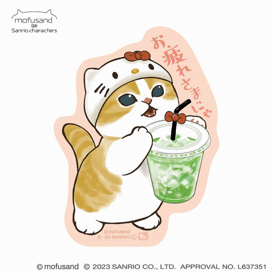 mofusand× Sanrio Characters Clear sticker that can be pasted on smartphones (Thank you for your hard work)