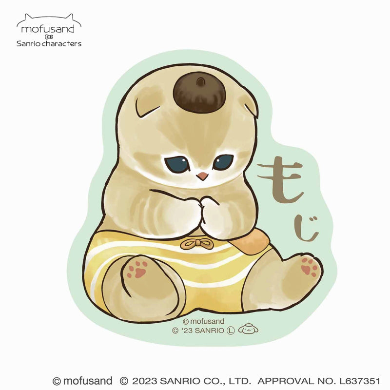mofusand×サンリオキャラクターズ スマホに貼れるサイズのクリアステッカー(もじ)
