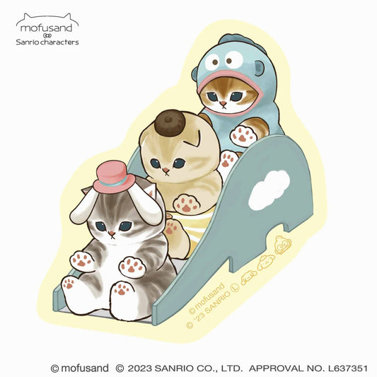 mofusand× Sanrio Characters Clear sticker (slide) that can be pasted on smartphones