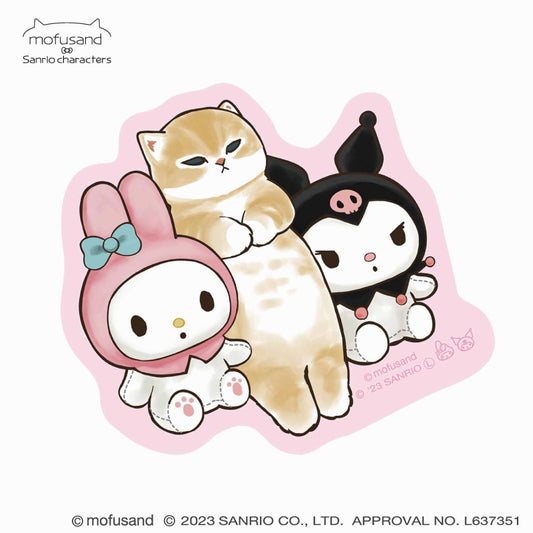 mofusand× Sanrio Characters Clear sticker that can be pasted on smartphones (fluttered)